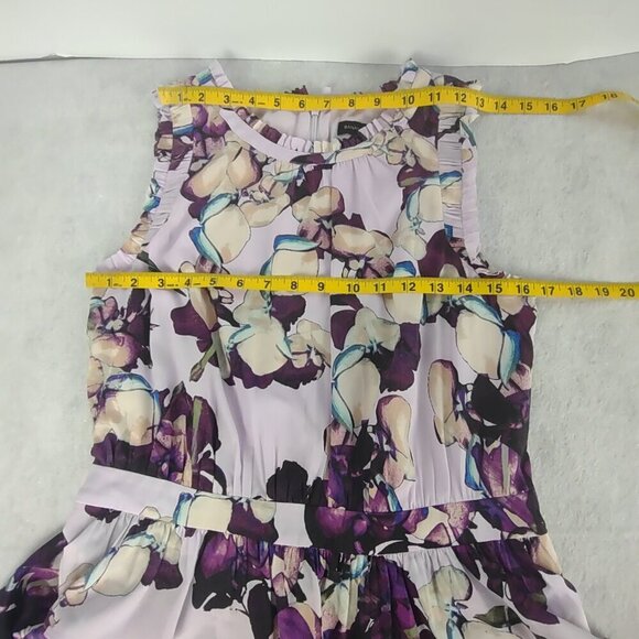 Banana Republic Floral Lilac Sleeveless Tiered A-Line Dress Size 10 Midi Length - Picture 8 of 11